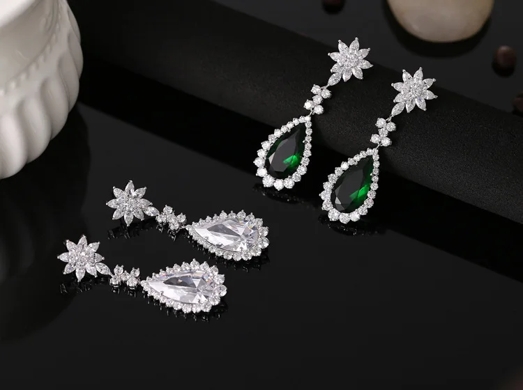 AAA Zirconia Exaggerated Luxury Nightclub Queen Palace Vintage Earrings Jewelry Sun Flower with Sapphire Ruby Black | Украшения и