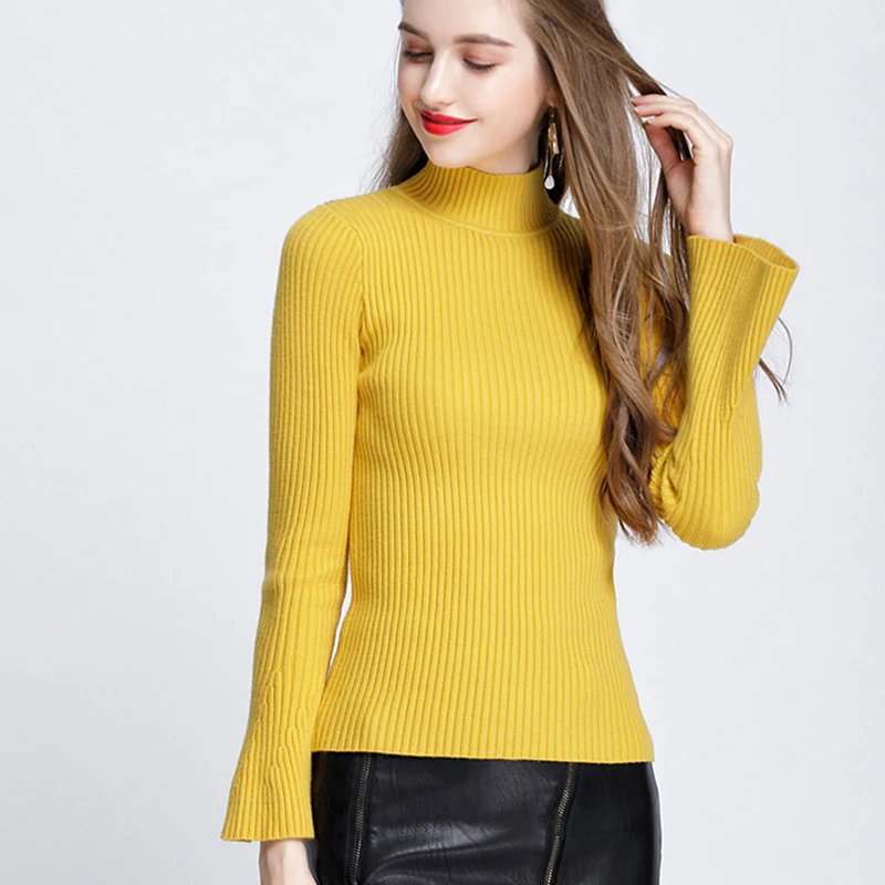 UPPIN Korean Fashion Women Pullovers Turtleneck Knit Thick Long Sleeve High Elastic Solid Sweater Tops 2018 Fall Winter Jumper | Женская