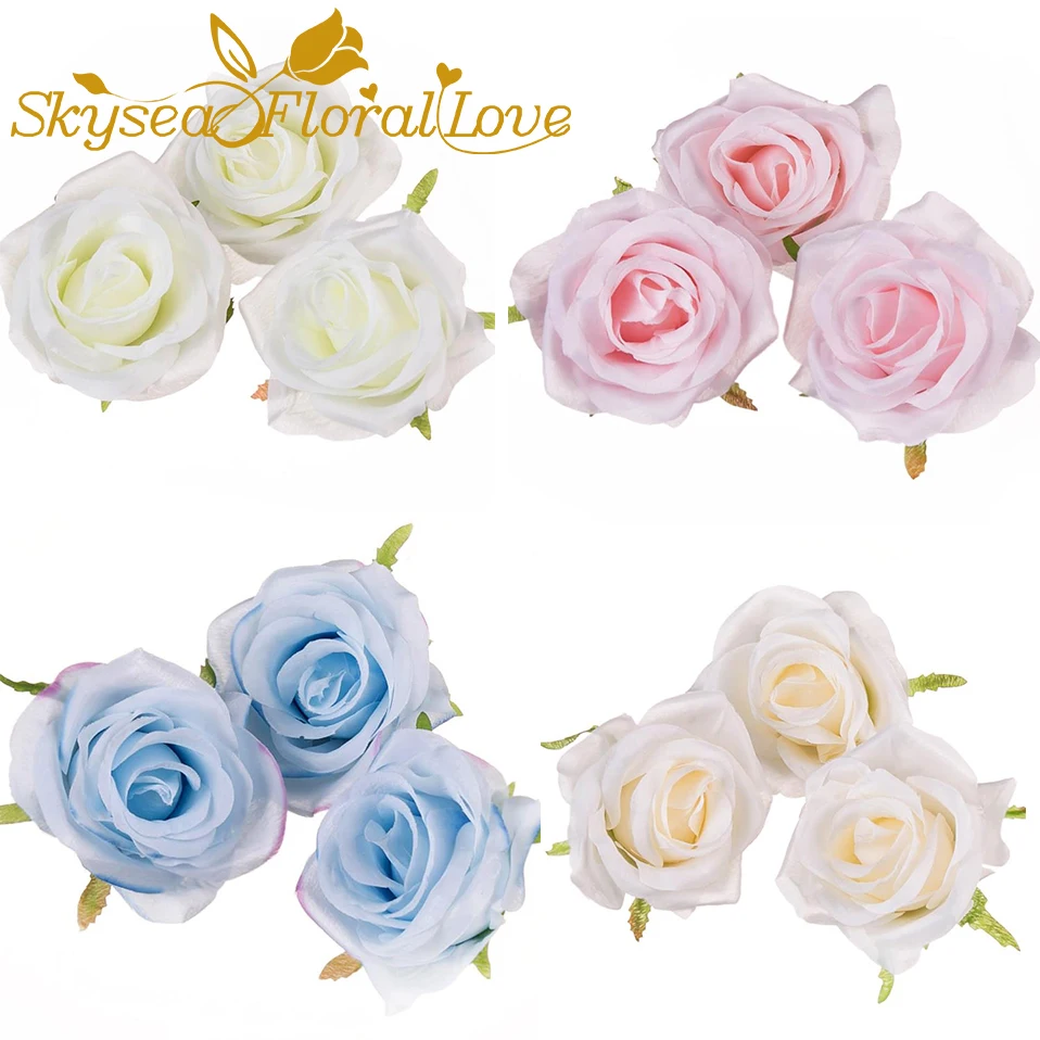 Fake flower rose head silk for wedding DIY decoration wreath garland hats shoes artificial flowers |