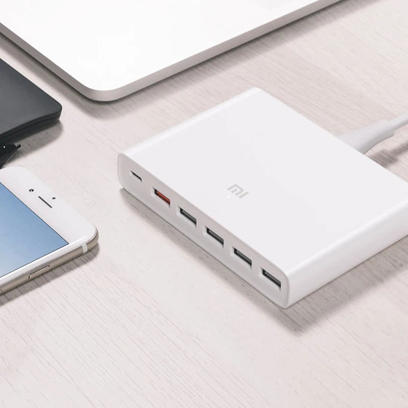 

Xiaomi Mi USB-C 60W Charger Type-C & USB-A 6 Ports Output Dual QC 3.0 Quick Charger 18W x 2 + 24W (5V=2.4A MAX) For Smart Phone