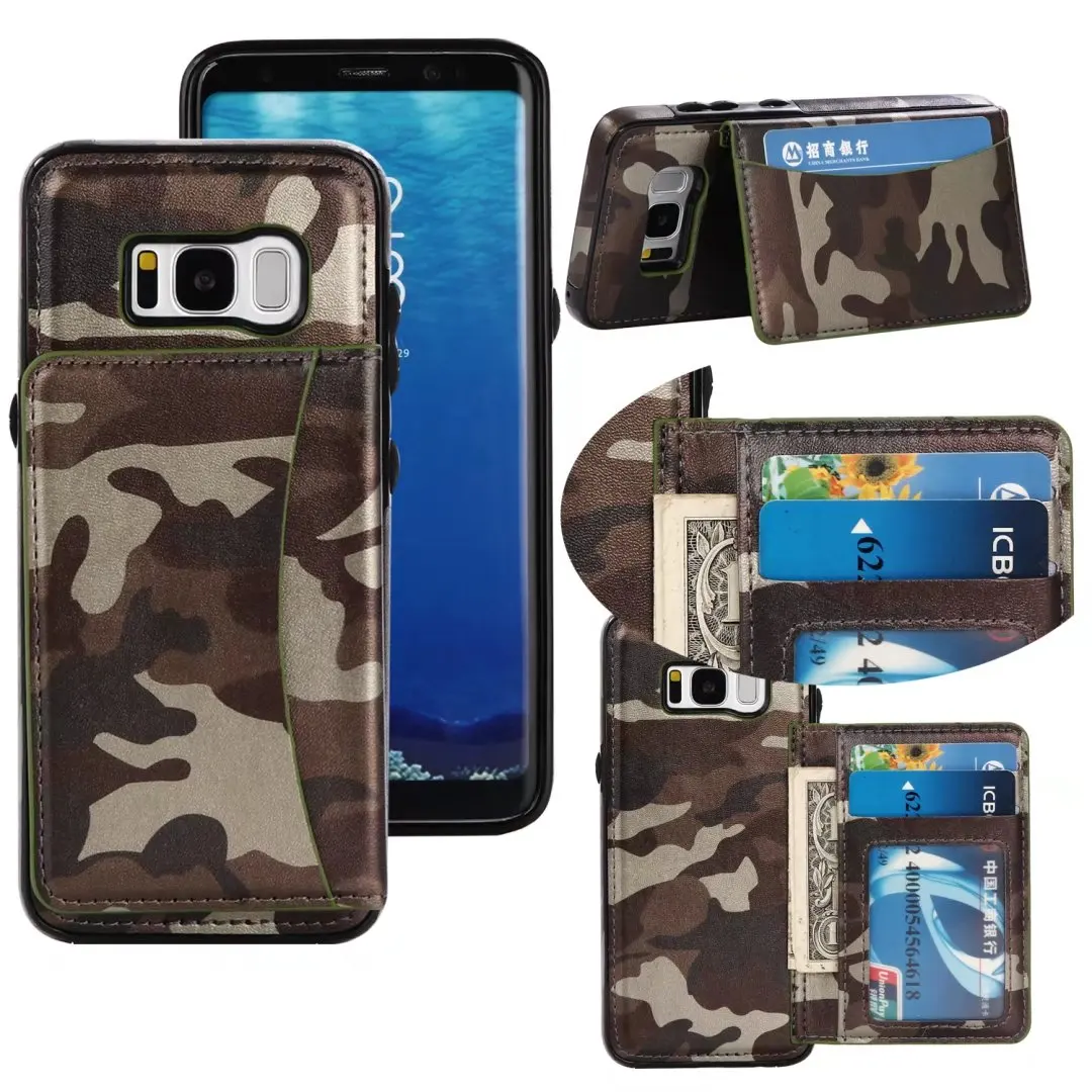 Магнитный кожаный чехол для Samsung Galaxy S6 S7 Edge S8 Plus IPhone 5 5S 6 S 7 Лесной камуфляж