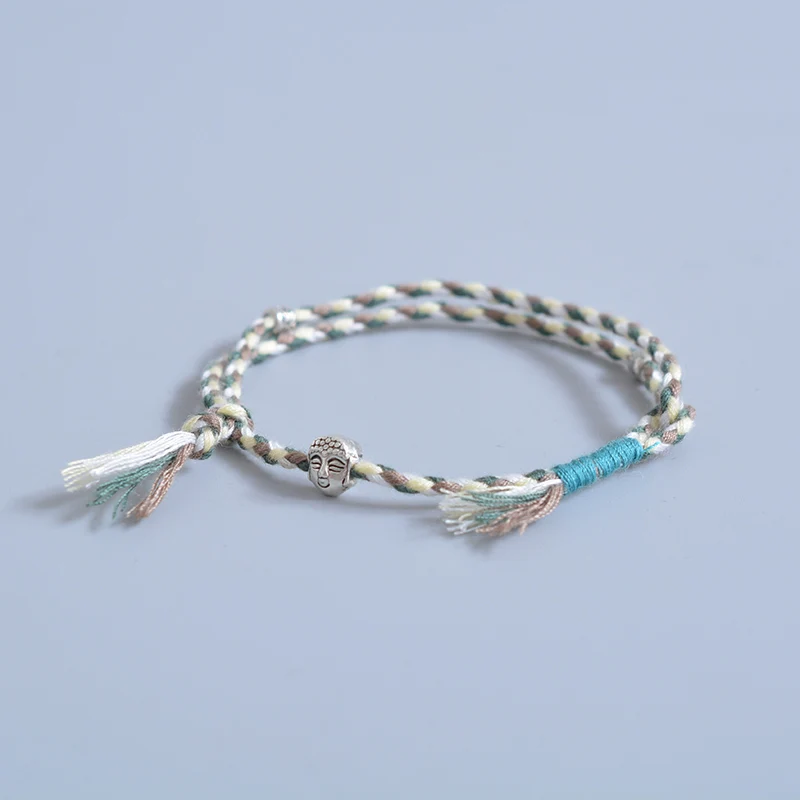 Tibetan Buddhist Lucky Woven Amulet Tibetan Cord Bracelets& Bangles For Women Men Handmade Rope Buddha Anklet Bracelet - Окраска металла: 5