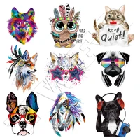 diy animal patches fashion clothes stickers heat transfer iron on patches for t shirt dresses washable stickers fox dog patch