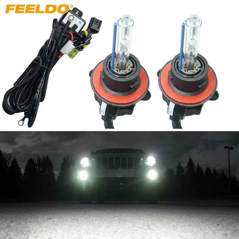 

FEELDO 4Set 35W Car AC HID Bulbs Xenon Headlight Lamp H13/9008 Hi/Lo Bi-Xenon With Wire Harness 4300K-12000K #FD-2226