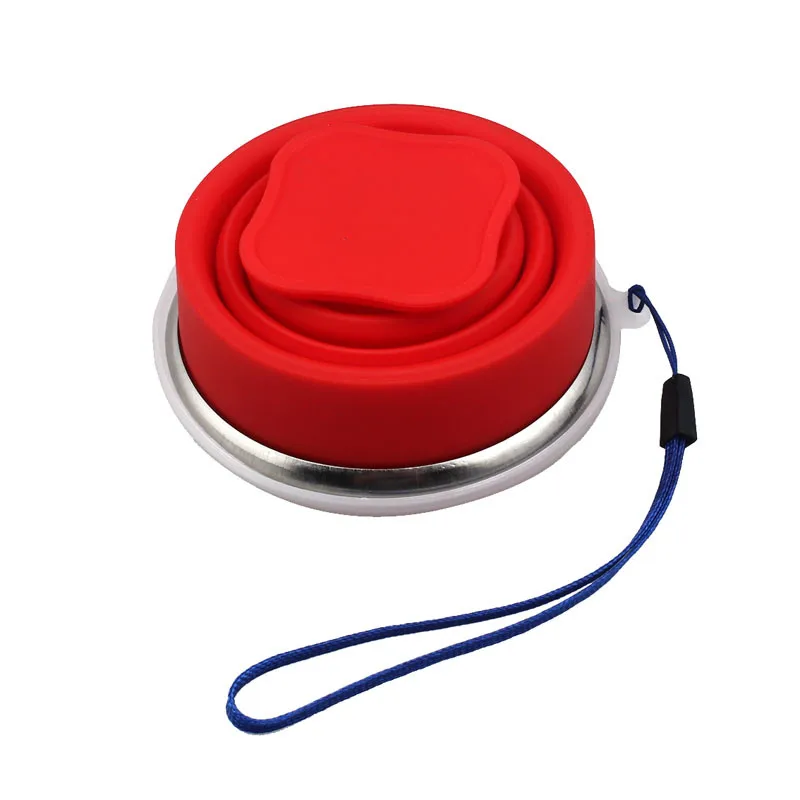 Portable Collapsible Metal ring Transparent Cover Cup Creative Outdoor Travel Folding Retractable Drinking Cups 240ml