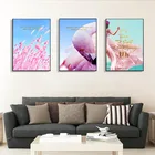 Настенная картина в скандинавском стиле, рисунок на холсте в розовом цвете, с принтом животных, с изображением фламинго, спальни, в нордическом минималистическом стиле, для домашнего декора