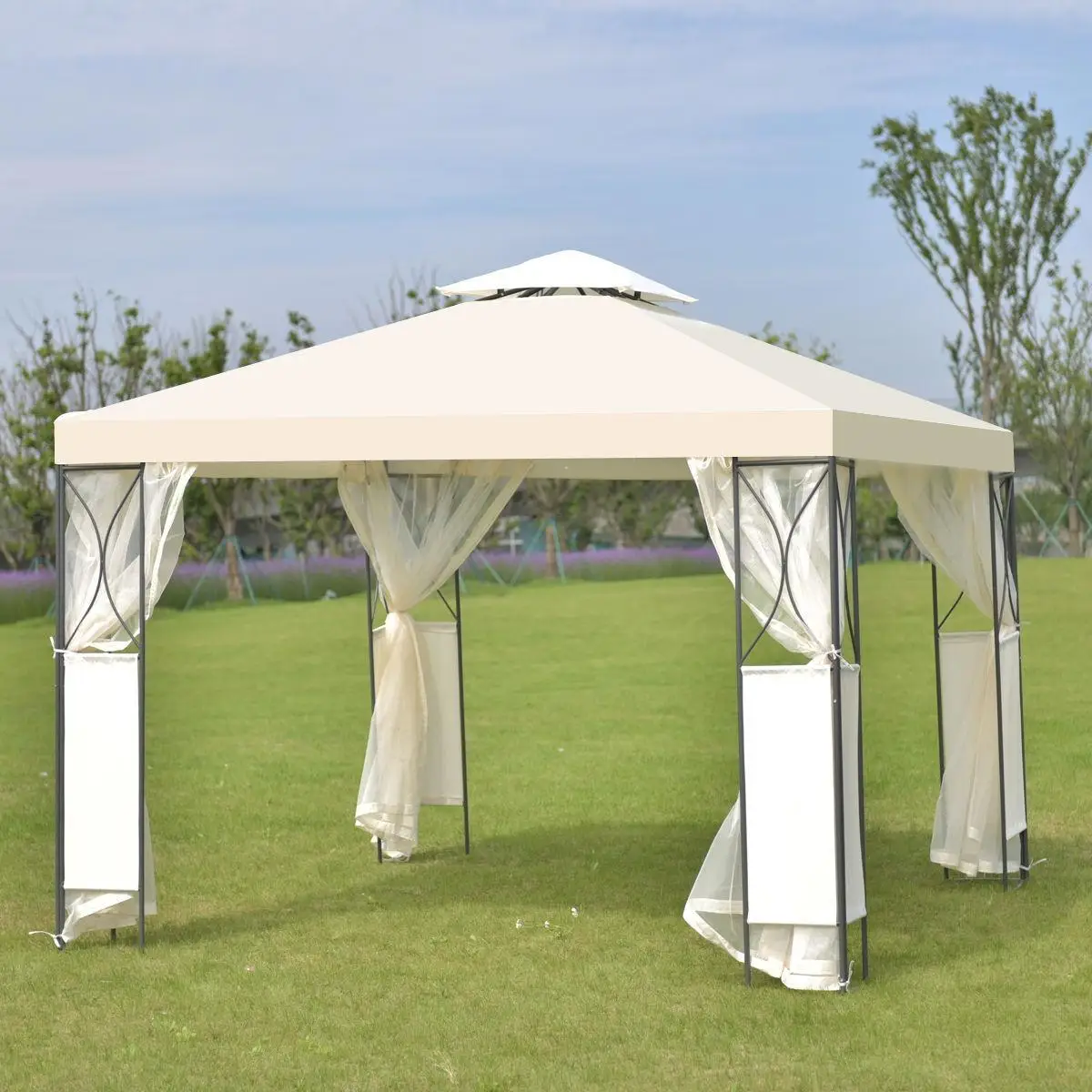 Goplus 2 Tier 10 'X10 'беседка навес тент палатка для свадьбы стальная веранды сад