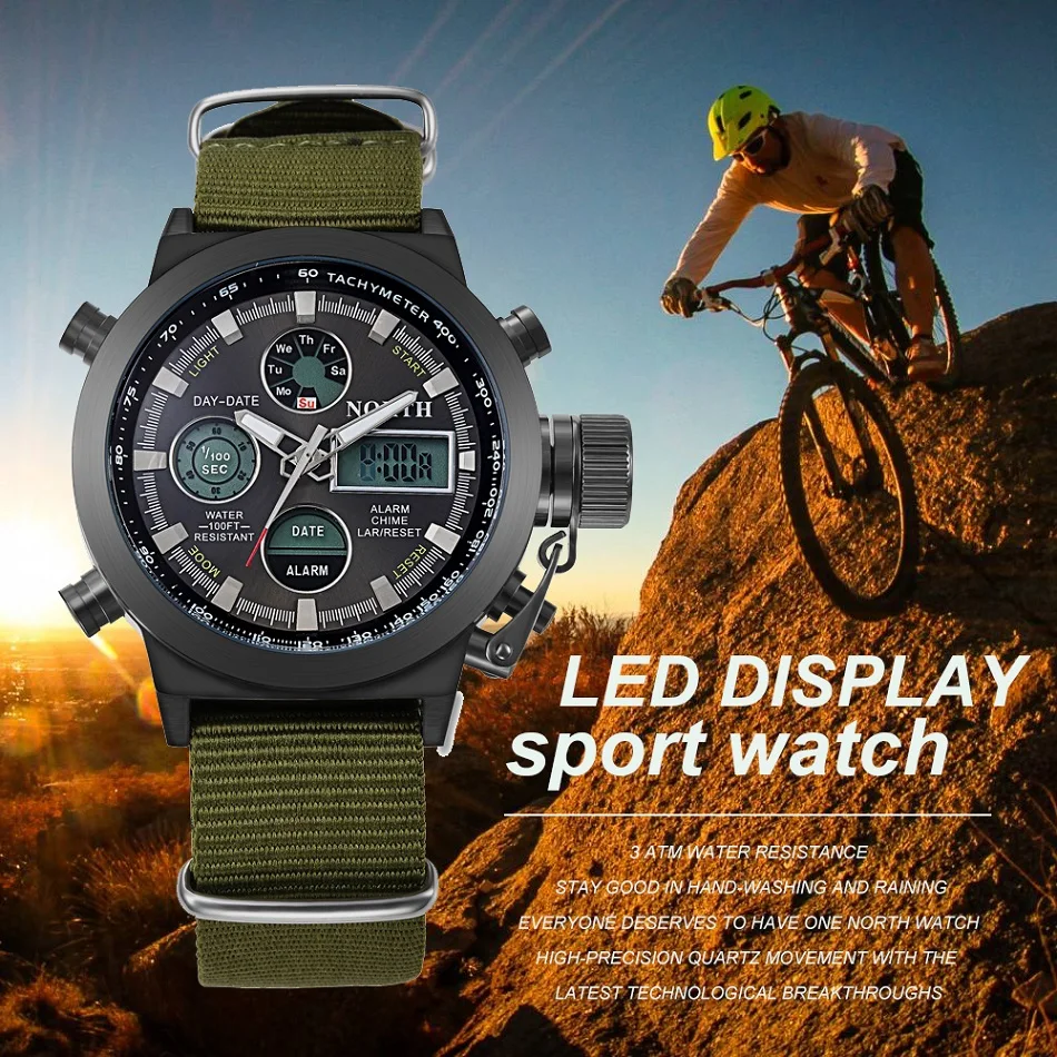 Северная 2017 Для мужчин спортивные часы нейлоновый ремешок Многофункциональный
