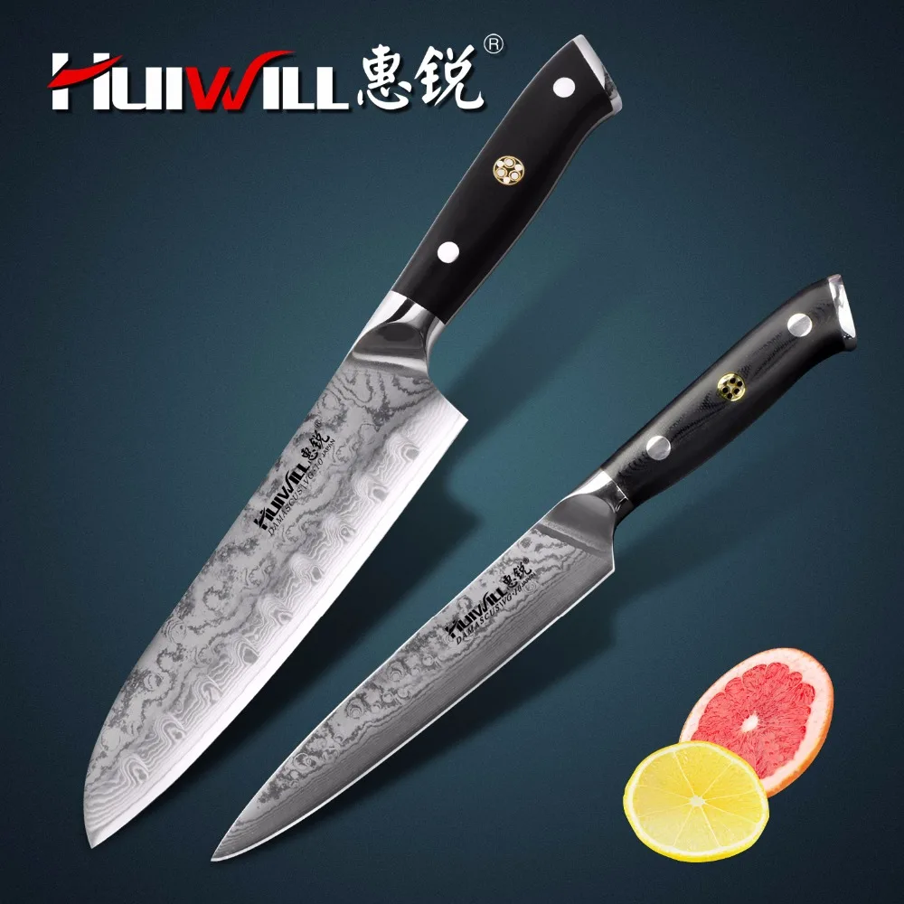 Японский кухонный нож Huiwill VG10 67 слоев дамасская сталь Santoku универсальный наборы