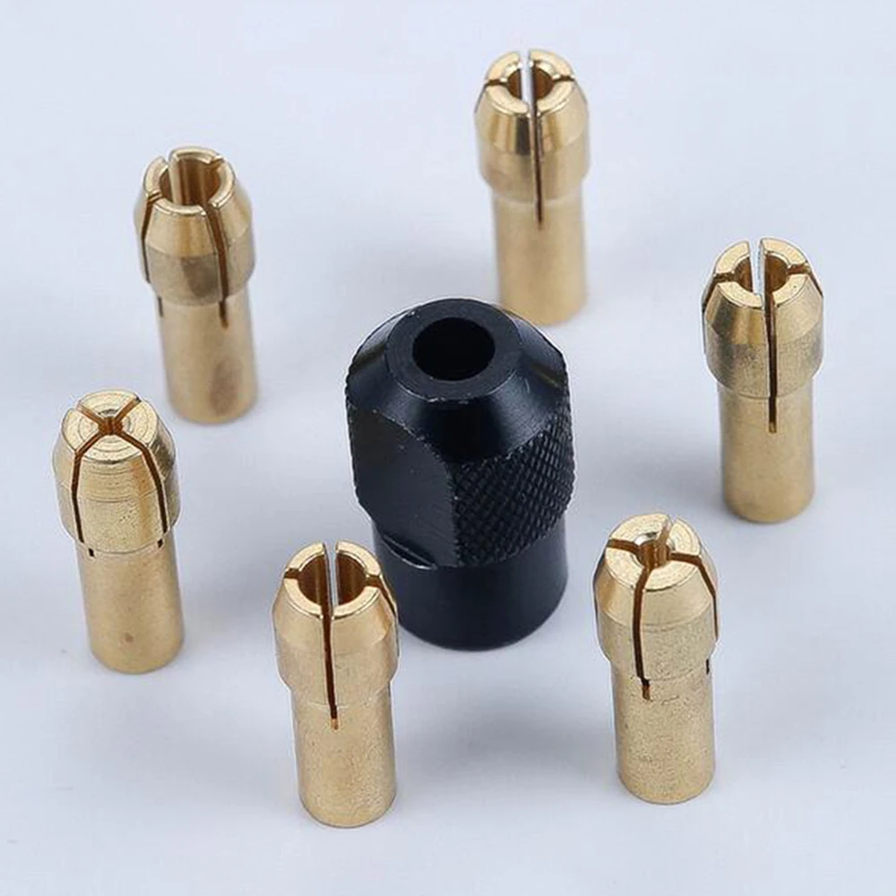 Black Nut with 6PC Brass Chuck 1.7*0.6cm Drill Collet Chucks With 2.7*1cm Accessories For dremel Rotary Tool | Инструменты