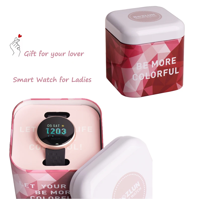 TWK розовые Смарт часы для женщин фитнес браслет кровяное давление Smartwatch iOS Android