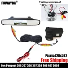 Цветная Автомобильная камера заднего вида для Peugeot 206, 207, 306, 307, 308, 406, 407, Partner Tepee, с 4,3-дюймовым монитором на зеркале заднего вида