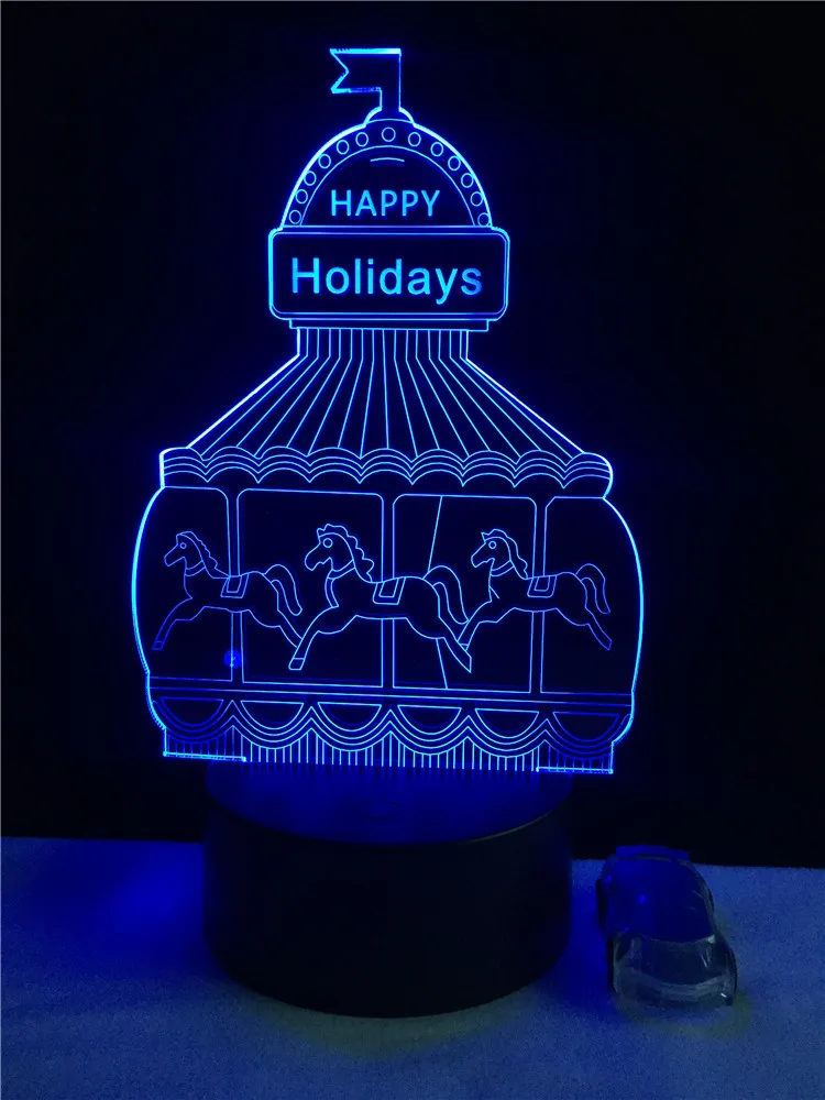 Новый творческий 3D счастливые праздники мультфильм карусель на детской площадке