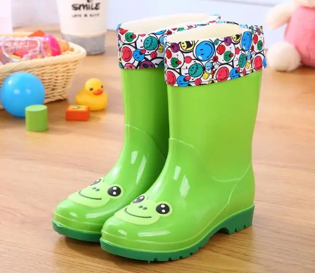 

Children's water shoes Waterproof Children rainboots Soild Candy Colors Rubber Warm Boys Girls Rain Boots children Rain Shoes