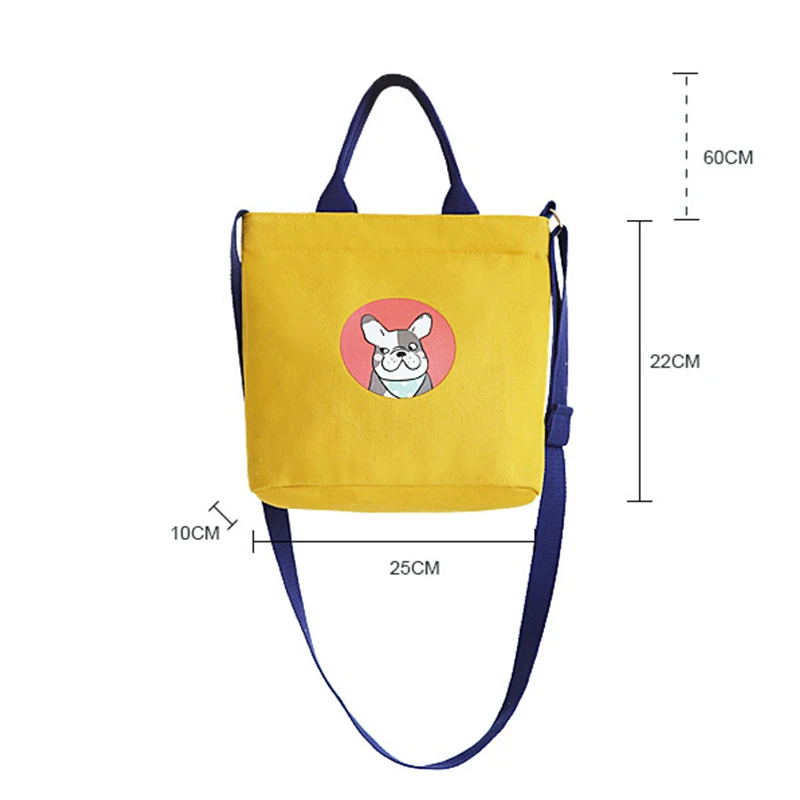 Женская Холщовая Сумка тоут через плечо с рисунком собаки хлопковая тканевая