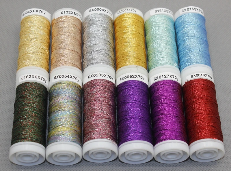 Высокопрочная 6 нитей цветная золотая нить из полиэстера швейная вышивка для
