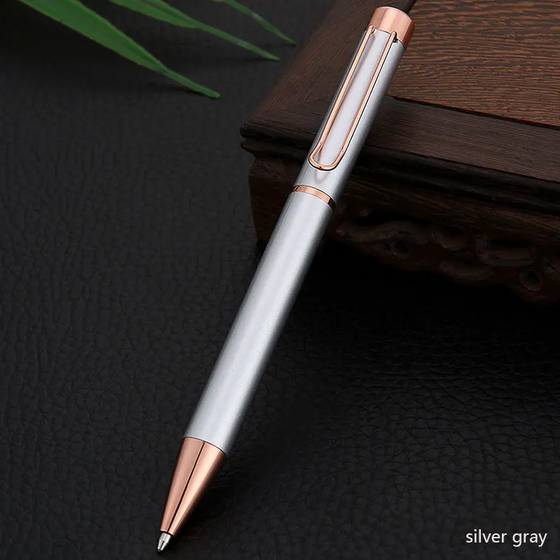 silver gray Модная новинка, металлическая шариковая ручка, медная ручка для бизнеса, офиса, конференции, подарочная ручка для школьников, канцелярская ручка под розовое золото - Цвет: silver gray