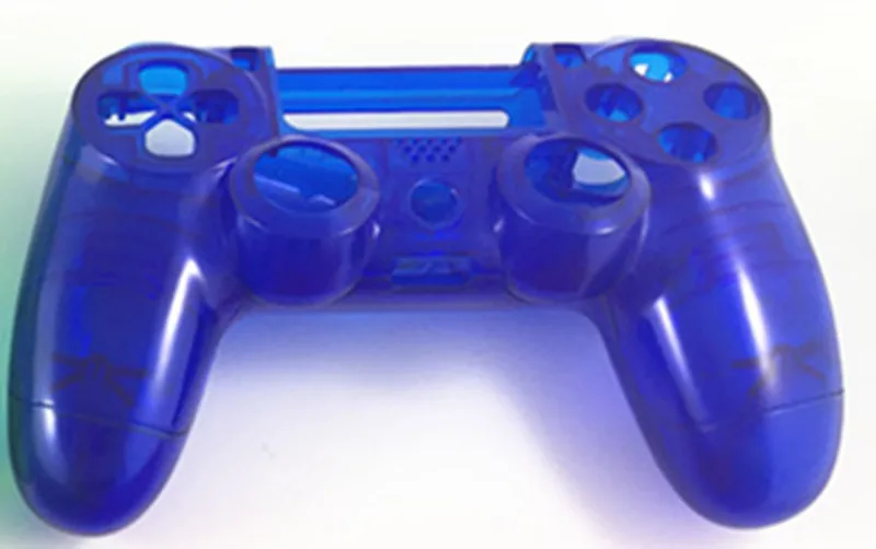 Прозрачный Кристальный передний задний корпус чехол Чехол для Playstation 4 PS4 Dualshock 4 геймпад V1 контроллер - Цвет: Blue