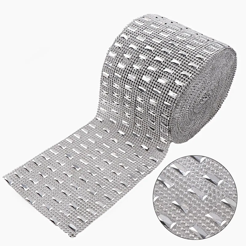 

1 Yard 6 Rows 12*5mm Rhinestone Mesh Trim ( Without Rhinestone ) Silver Plastic Sew On For DIY Craft Jewelry Decoration