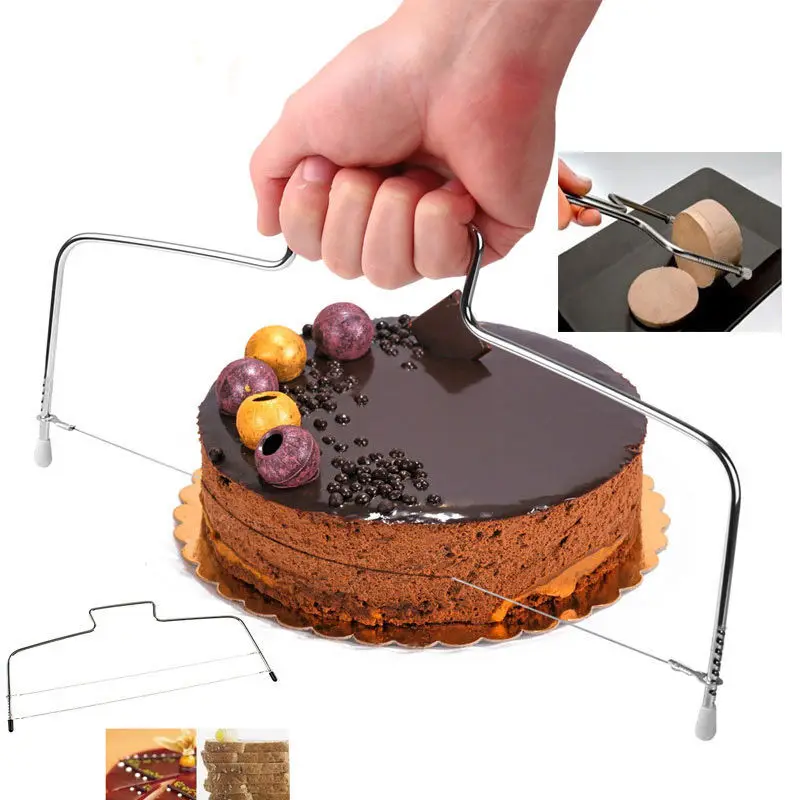 2PC Stainless Steel Adjustable Wire Cake Cutter Slicer Leveler DIY Baking Tool High Quality Scraper Kitchen Accessorie | Дом и сад