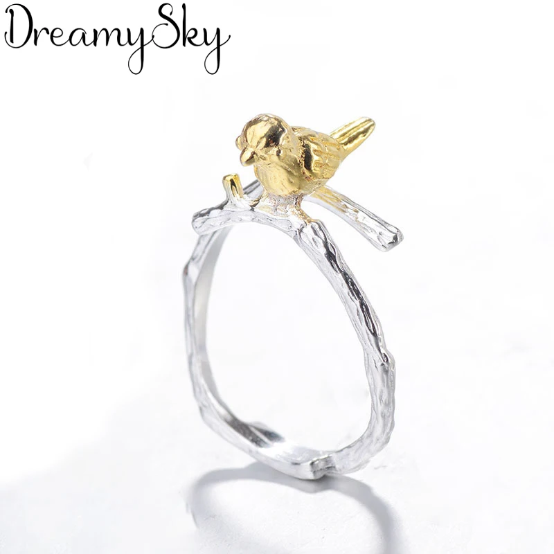 DreamySky модное 925 пробы Серебряное кольцо с птицей подарок для женщин женские роскошные ювелирные изделия обручальные Открытые Кольца Anillos