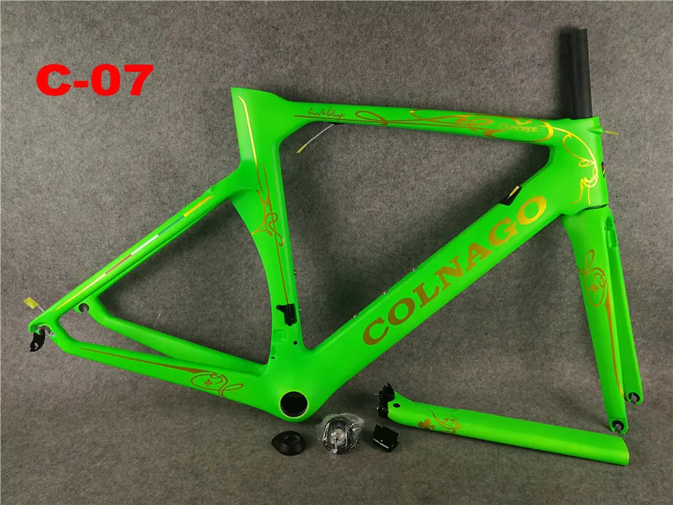 Глянцевая велосипедная Рама Colnago с белым Карбоновым покрытием+ руль Colnago серебристого цвета+ карбоновые бутылки colnago
