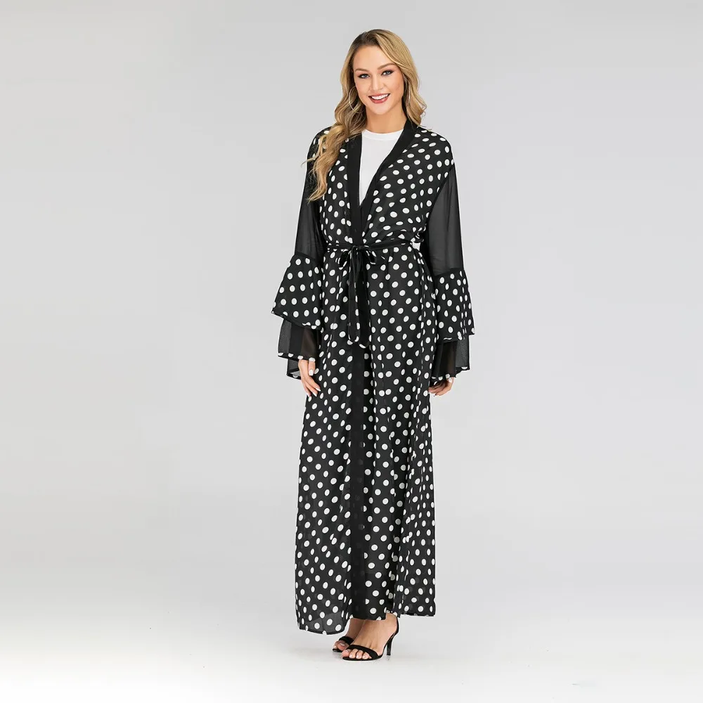 2019 кафтан в горошек Дубай Арабский мусульманский хиджаб платье Abayas для