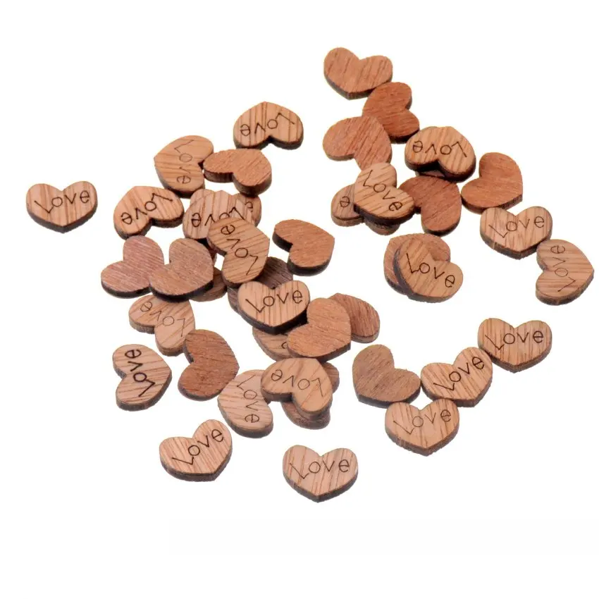 

Best Quality 100Pcs "Love" Heart Flatback Wood Craft Decoration Promotions Scrapbooking Embellishments Heart Styles