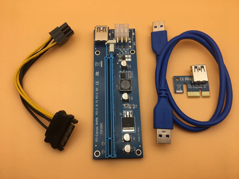 006C PC PCIe PCI E Express Riser Card 1x к 16x USB 3 0 Дата кабель SATA 6Pin IDE Molex источник питания для BTC Miner