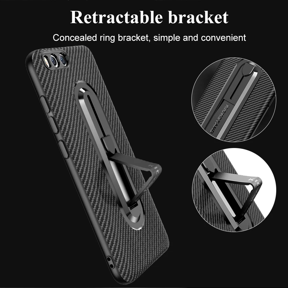 Carbon fiber case with bracket holder for Xiaomi Mi5X Mi6 Note3 Soft TPU shocklproof back Stand Redmi 4X 6 6A Note 4 |