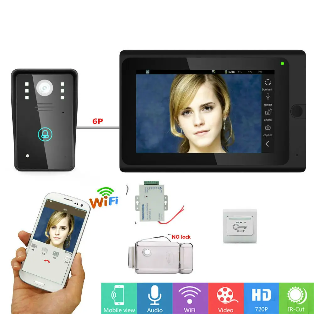 SmartYIBA приложение дистанционное управление 7 дюймов монитор Wifi беспроводной видео телефон двери дверной звонок Домофон комплект отпечатков пальцев RFID пароль - Цвет: 703A11B5