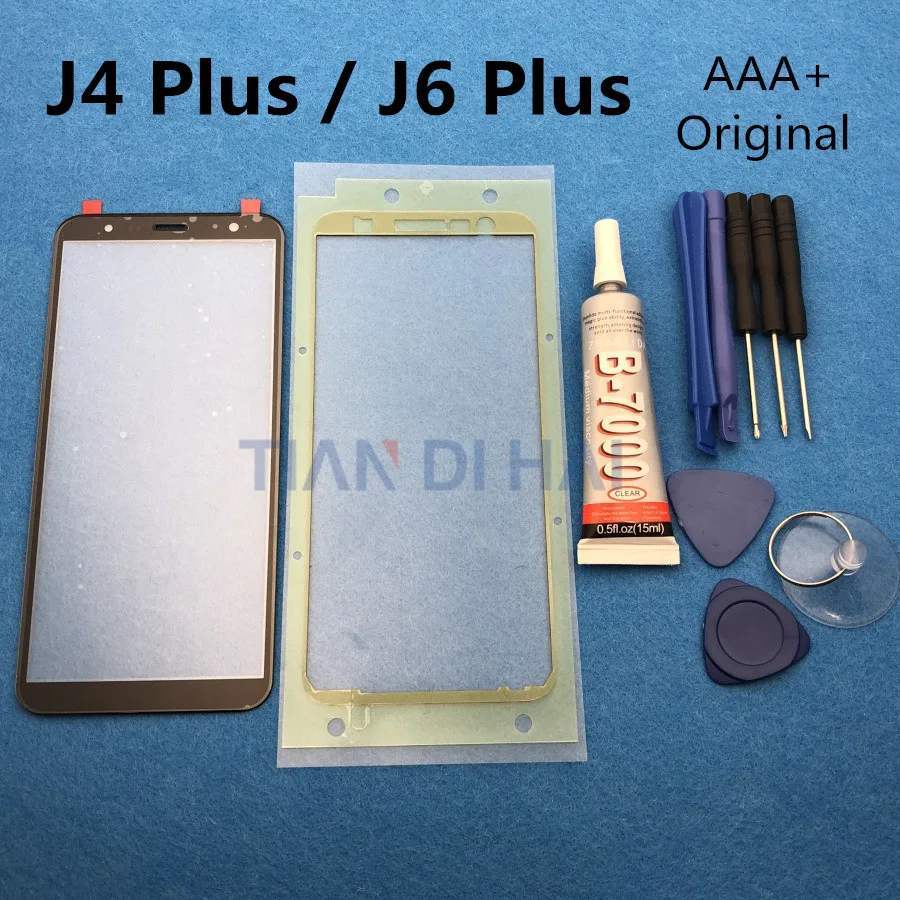 J4+ J6+ ЖК-экран с сенсорной панелью для samsung Galaxy J6 Plus J610 J610F J4 Plus J415F Передняя стеклянная внешняя линза+ клей для B-7000