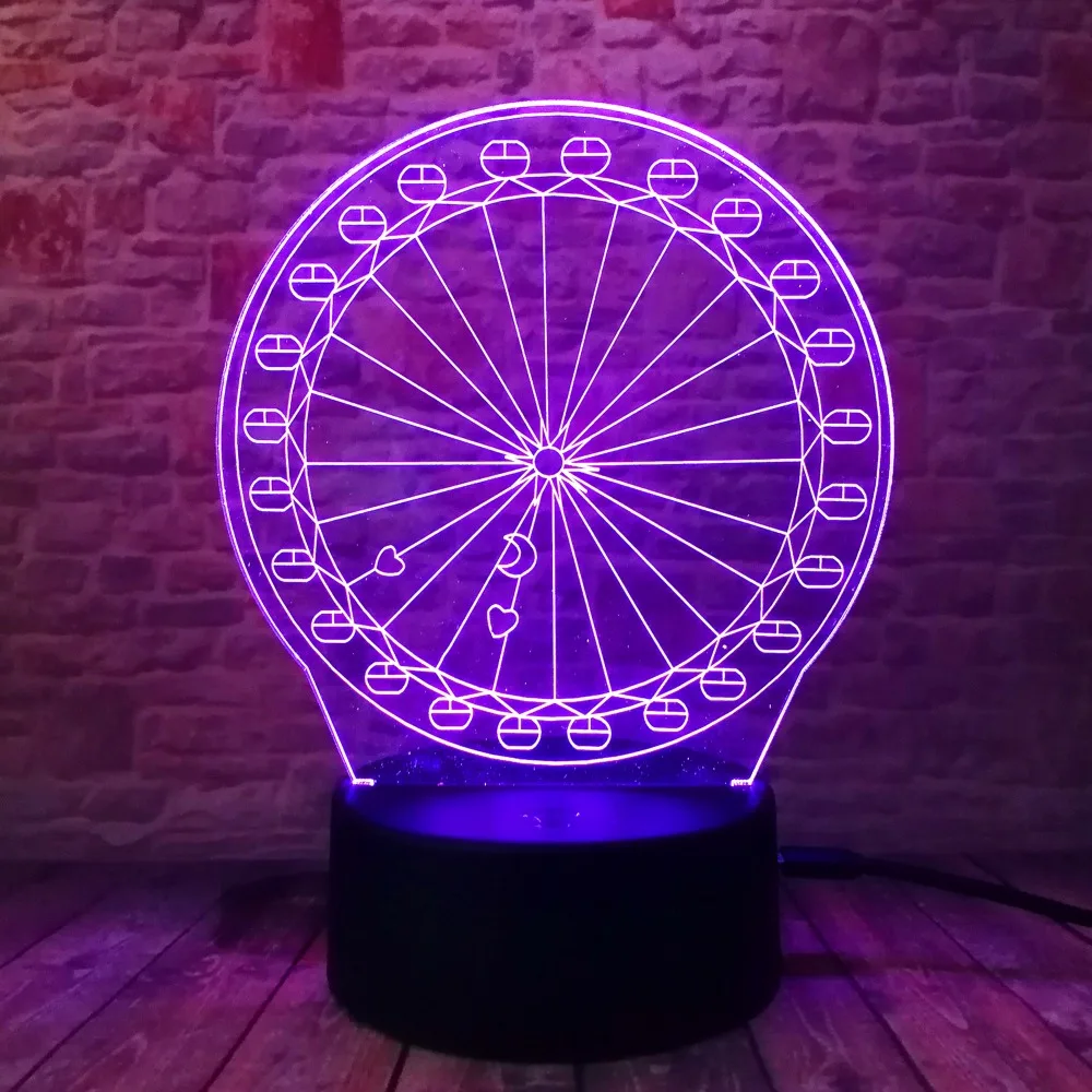 7 цветов Изменение колесо обозрения 3D визуальные Светодиодные ночные
