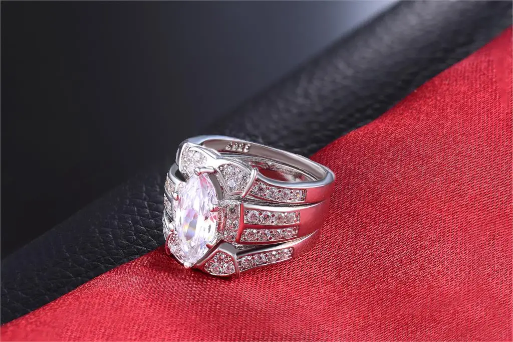 3 шт набор колец для женщин обручальное кольцо посеребренное дамское Новое