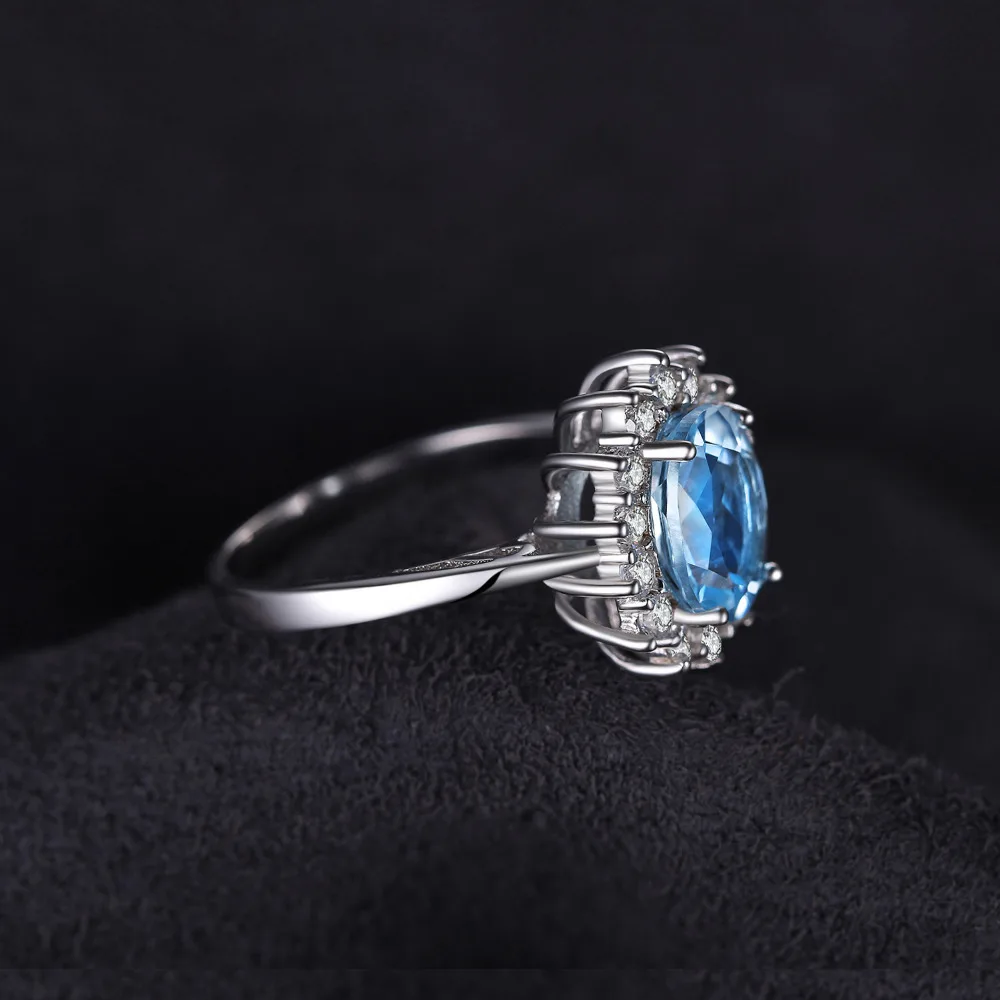 JewelryPalace Принцесса Диана Уильям Kate 2.3ct синий Topazs Обручение Halo Кольцо для Для женщин