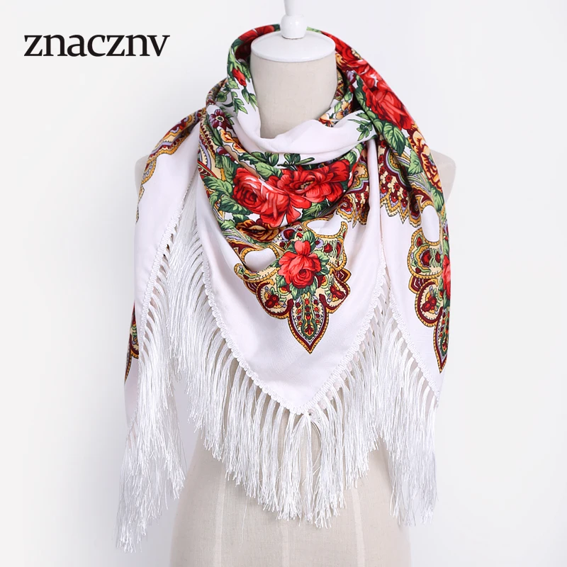 2018 Элитный бренд зима русская женщина шарф более размеры квадратный печати Шаль