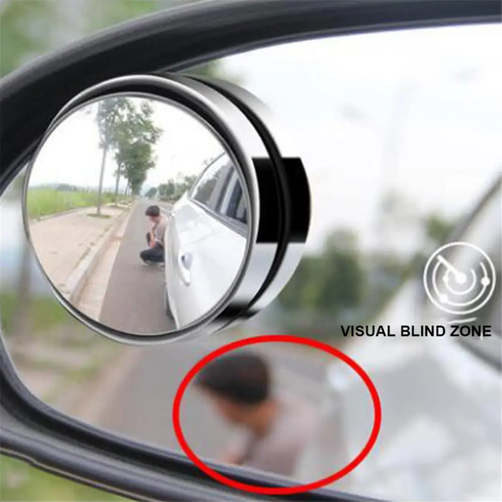 1 Pair 360 Degree Rotary Push-type Wide Angle Round Convex Blind Spot Mirror For Parking Rear View High Quality | Автомобили и