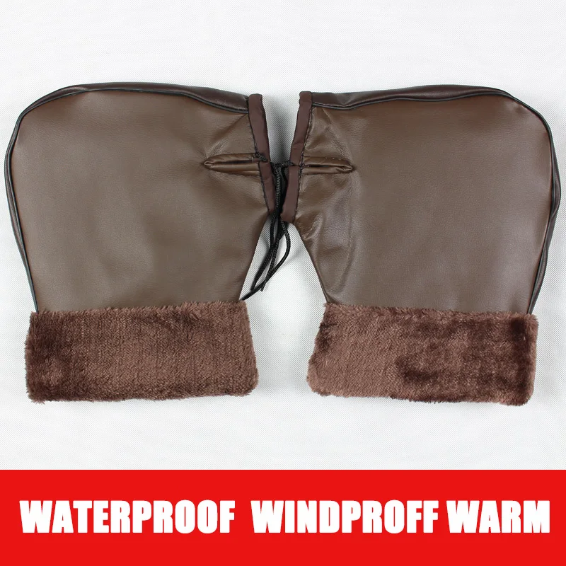 Зимние теплые мотоциклетные перчатки на руль со светоотражающей полосой