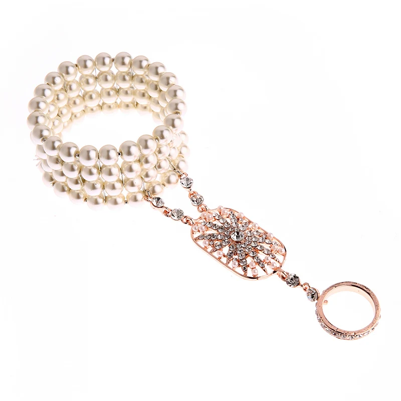 Gold--bracelet Серебро 20s головной убор Винтаж 1920s головная повязка Хлопушка Great Gatsby ювелирные аксессуары - Цвет: Gold--bracelet