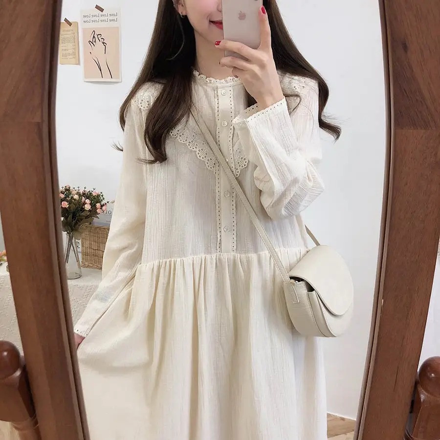 Новинка, S-XL, весеннее женское платье, повседневное, бохо, OL, повседневное, хлопок, лен, длинный рукав, женские платья, женское платье, robe femme Vestido