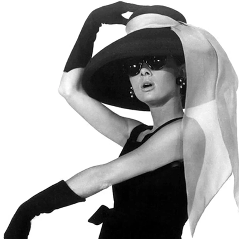Women Fashion Retro Style Wool Felt Bowler Hat , Black Color White Silk streamers Big Brim Hat ,Large eaves  Adjustable Show Hat