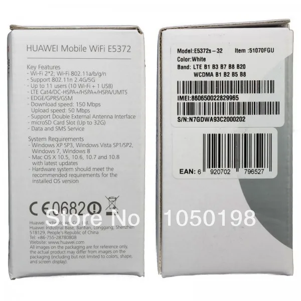 HUAWEI E5372 4G LTE FDD 150 Мбит/с Портативный беспроводной маршрутизатор + ПК Бесплатная TS 9