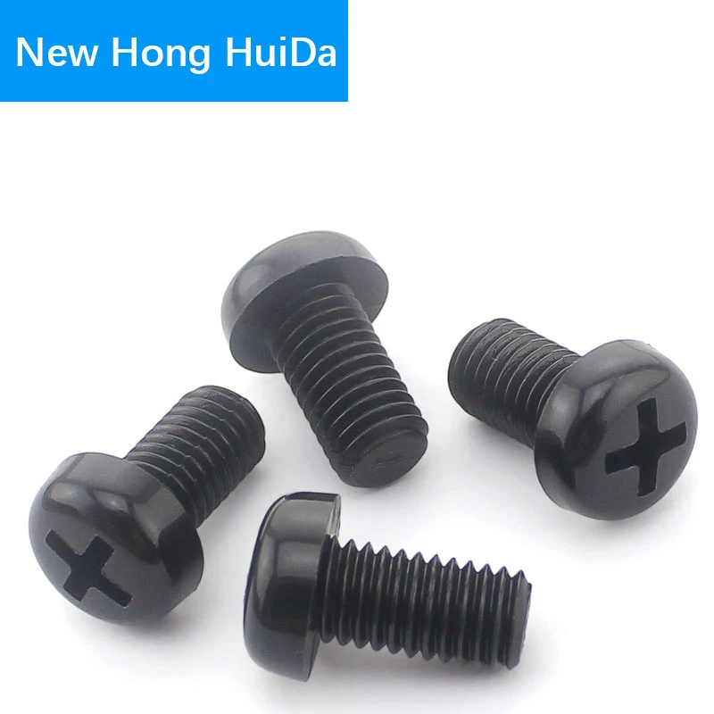 

M2 Black Nylon Round Pan Head Machine Screw Metric Cross Recessed Phillips Plastic Thread Bolts