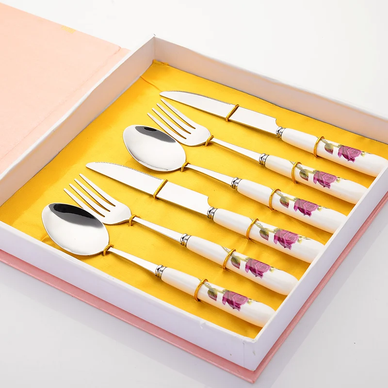 Стейк нож из нержавеющей стали вилка и ложка 6 шт./лот|stainless steel steak knife|steak forkcutlery fork |