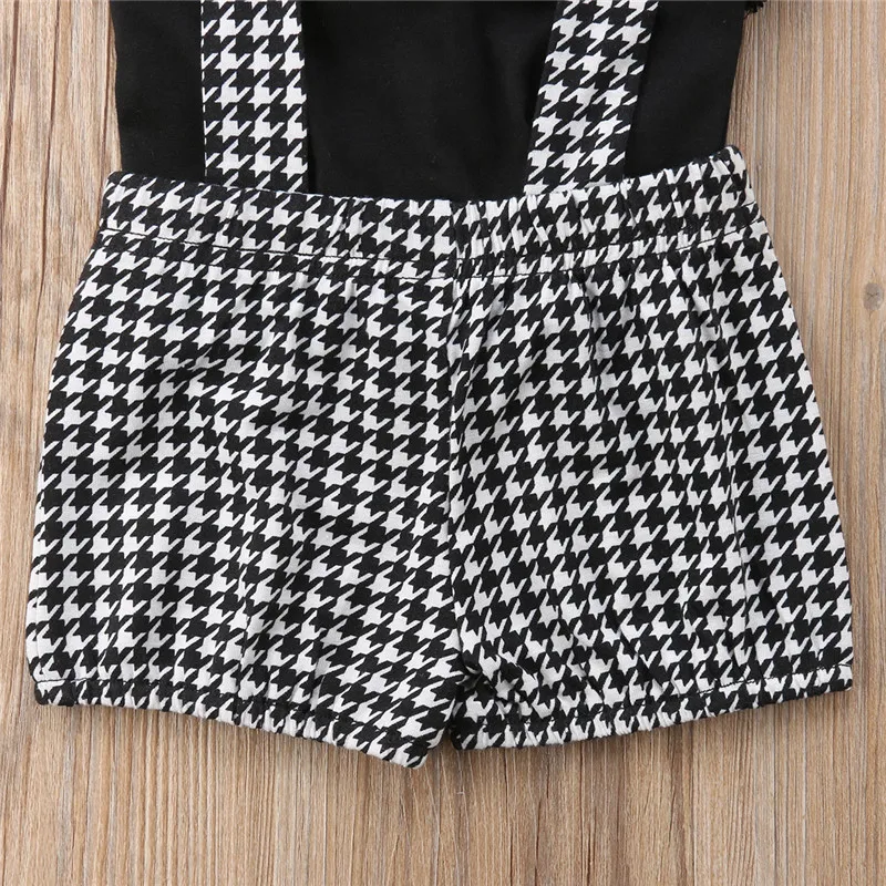 Комплект одежды для маленьких девочек из 2 предметов: кружевной топ + клетчатые