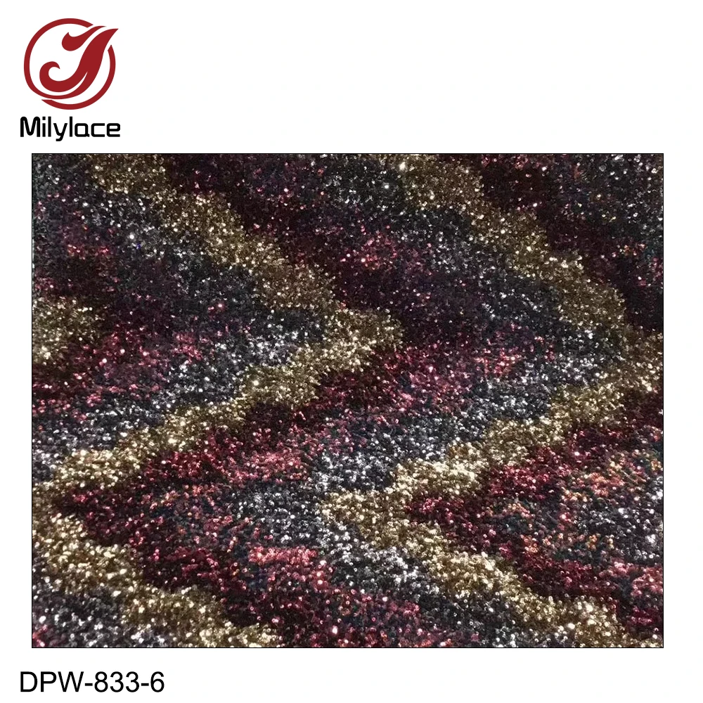 

Latest African Lace Fabric 100% High Quality Tulle Sequins Lace Fabric Nigerian Sequence Lace Fabric for Dress DPW-833