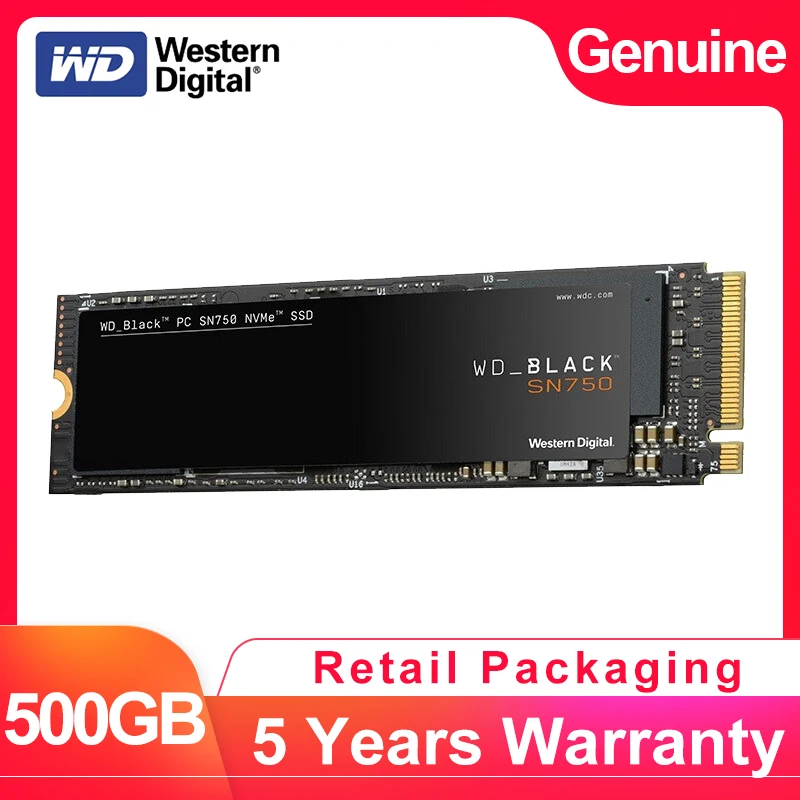 WESTERN DIGITAL WD BLACK SN750 3D NAND SSD 500 Гб M.2 2280 NVMe PCIe Gen3 * 4 Внутренний твердотельный накопитель
