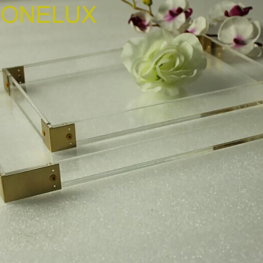 (2 шт./лот) прозрачные лотки для хранения косметики Lucite с металлическими