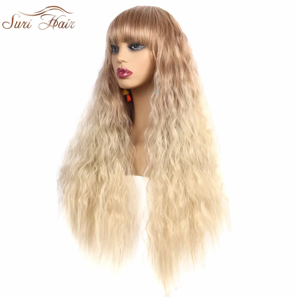 Парики Suri Hair 30 дюймов длинные блонд микс с синтетическими термостойкими