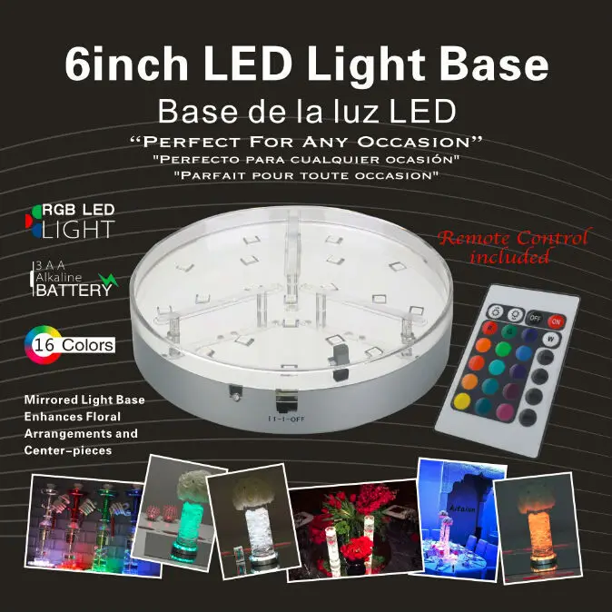 

2PCS/Lot Factory Supplier 6inch MultiColors with Remote Controlled Led Light Stand For FLoral Vase/Wedding/Events
